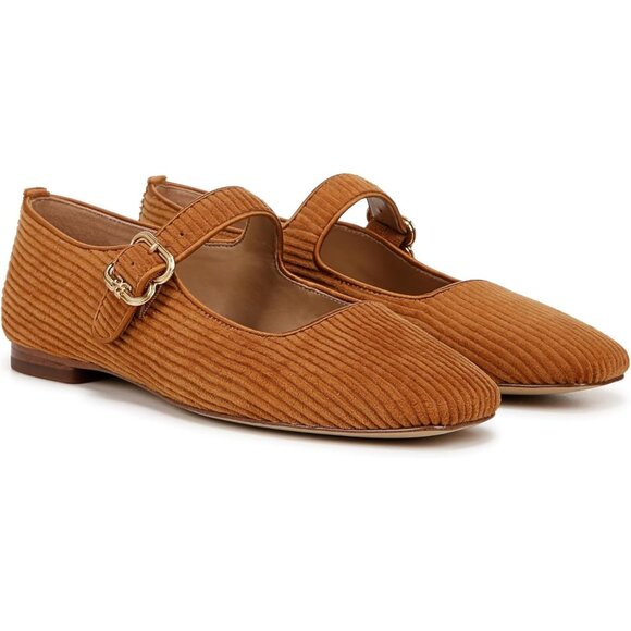 Sam Edelman Women Harvest Brown Polyester Michaela Buckle Ankle Strap Flat Shoes - Picture 1 of 6